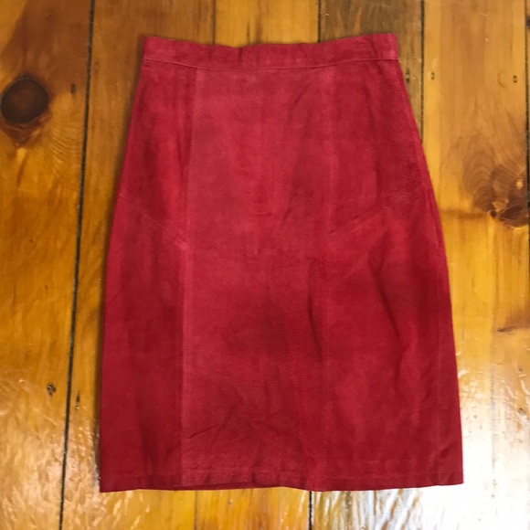 Tango Dresses & Skirts - Tango Red/Orange Sueded Leather Pencil Skirt